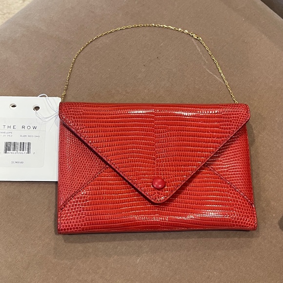 The Row Handbags - The Row Vibrant Red Clutch with Gold Chain
